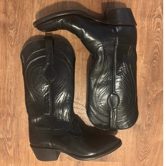 Lucchese Leather Embroidered Western Cowboy Boots Black Size 9 D70457 Men main image 13